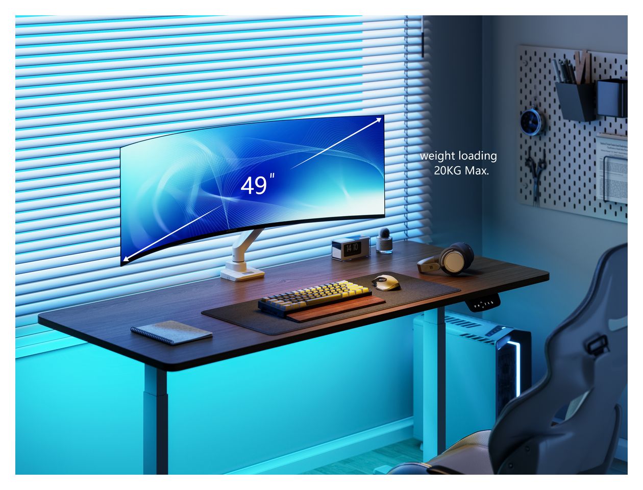 17"-49" Schwerlast-Monitor-Schreibtischhalterung, Weiß 