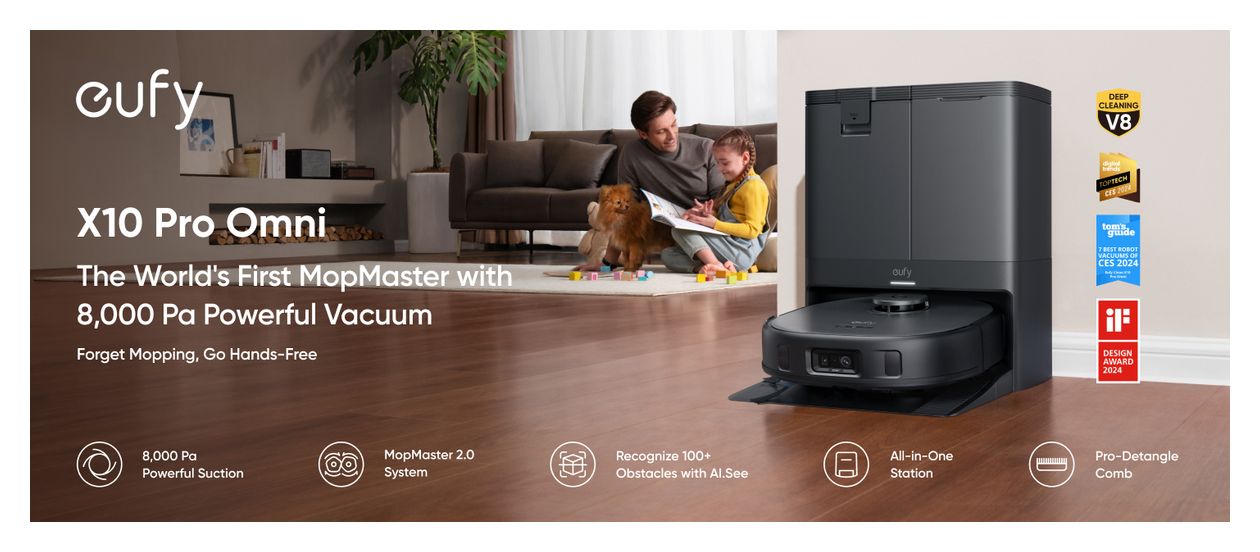 X10 Pro Omni Saugroboter nass/trocken 8000 Pascal Leistung  (Schwarz) 