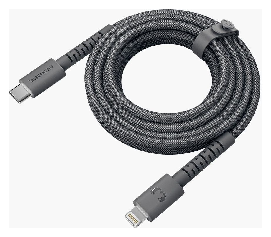 FlexWave Rundkabel Lightning auf USB C Männlich 2 m  (Grau) 