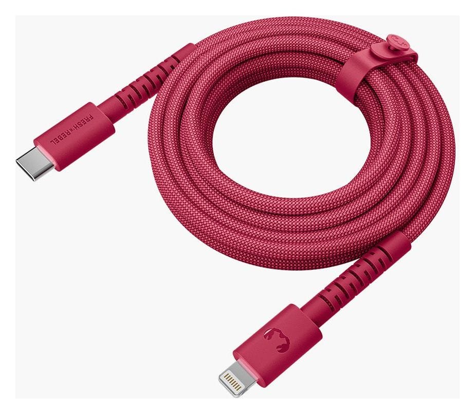 FlexWave Rundkabel Lightning auf USB C Männlich 2 m  (Rot) 