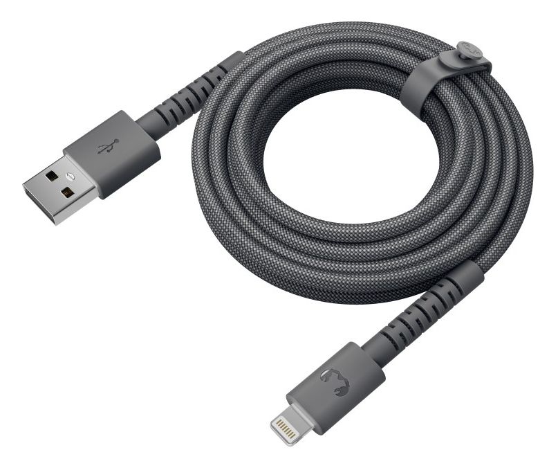 FlexWave Rundkabel Lightning auf USB A Männlich 2 m  (Grau) 