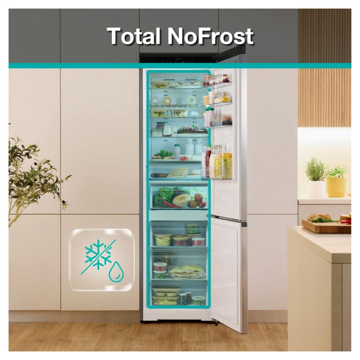 NRB620C6X4WFE 283 l / 130 l Kühl-Gefrierkombi freistehend NoFrost 182 kWh Jahr  (Edelstahl) 