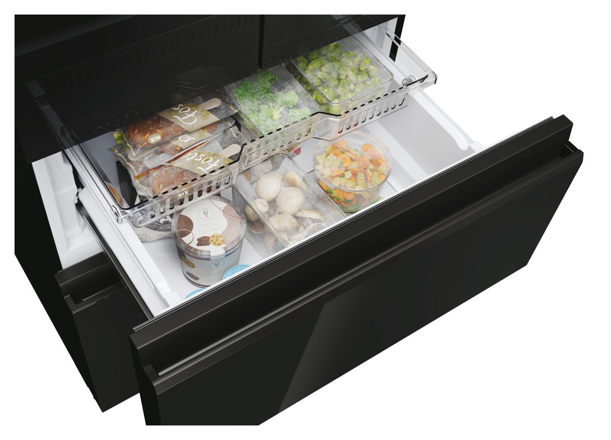 HFR3718ENGB Side-by-Side Kühl-/ Gefrierkombination 262 l / 140 l 287 kWh NoFrost 1775 mm x 700 mm  (Schwarz) 