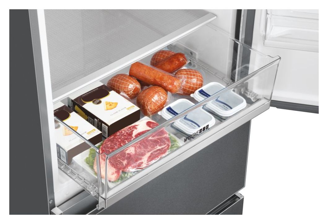 HTOPMNE7193 Side-by-Side Kühl-/ Gefrierkombination 310 l / 140 l 297 kWh NoFrost 1906 mm x 700 mm  (Platin, Edelstahl) 