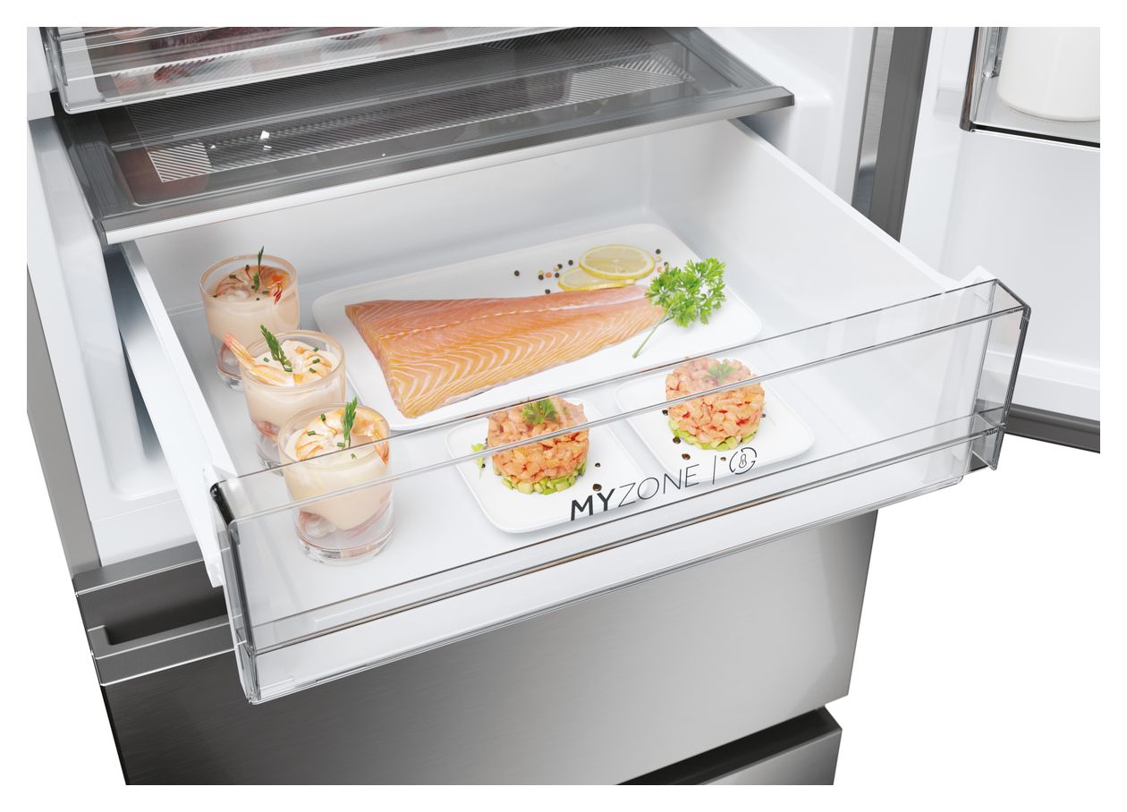 HTW7620ANMG 289 l / 125 l Kühl-Gefrierkombi freistehend NoFrost 120 kWh Jahr  (Edelstahl) 