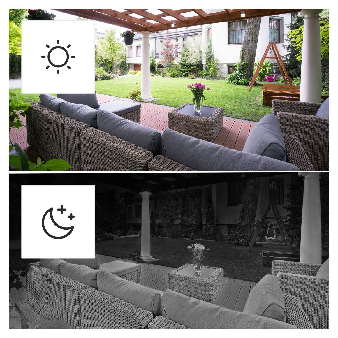 176648 Überwachungskamera mit Solar IP-Sicherheitskamera IP65 Außen  (Schwarz) 