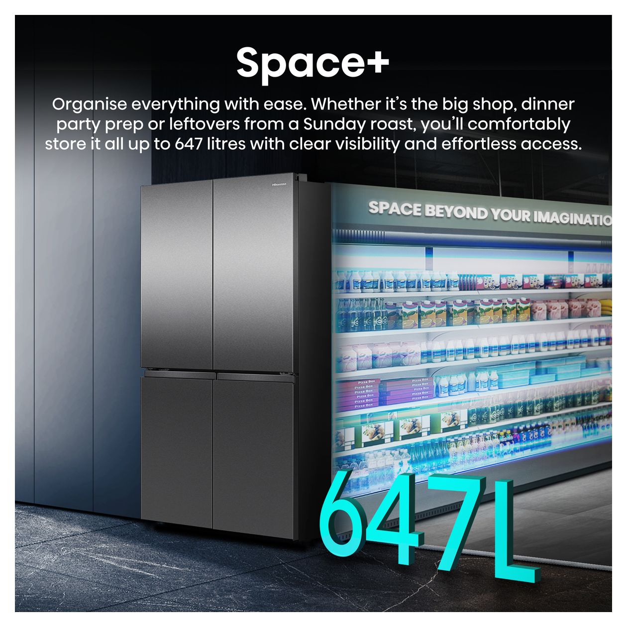 RQ5P640SSKD Side-by-Side Kühl-/ Gefrierkombination 397 l / 250 l 277 kWh NoFrost 1790 mm x 910 mm  (Schwarz, Edelstahl) 