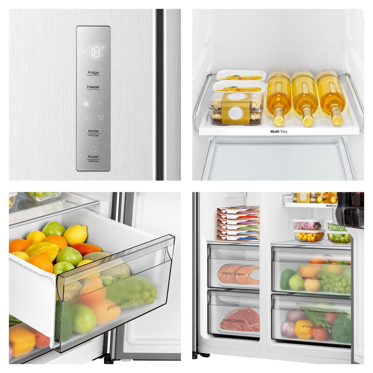 RS3P558NEIC Side-by-Side Kühl-/ Gefrierkombination 347 l / 197 l 204 kWh NoFrost 1786 mm x 911 mm  (Grau, Edelstahl) 