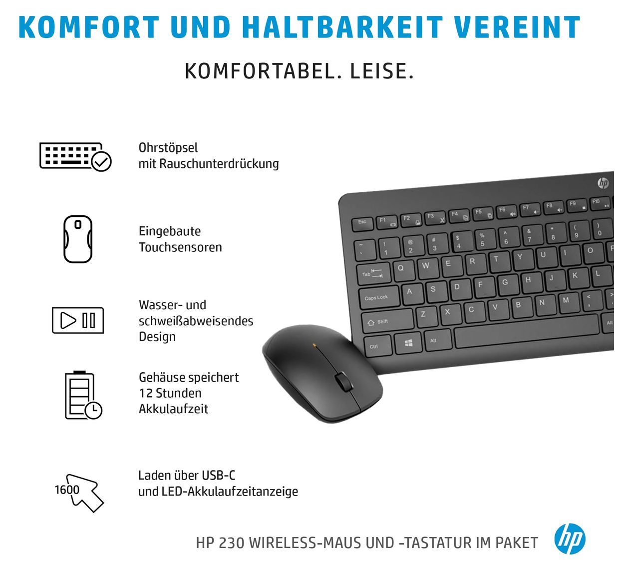 230 Büro Tastatur RF Wireless 2.4 GHz  (Schwarz) 