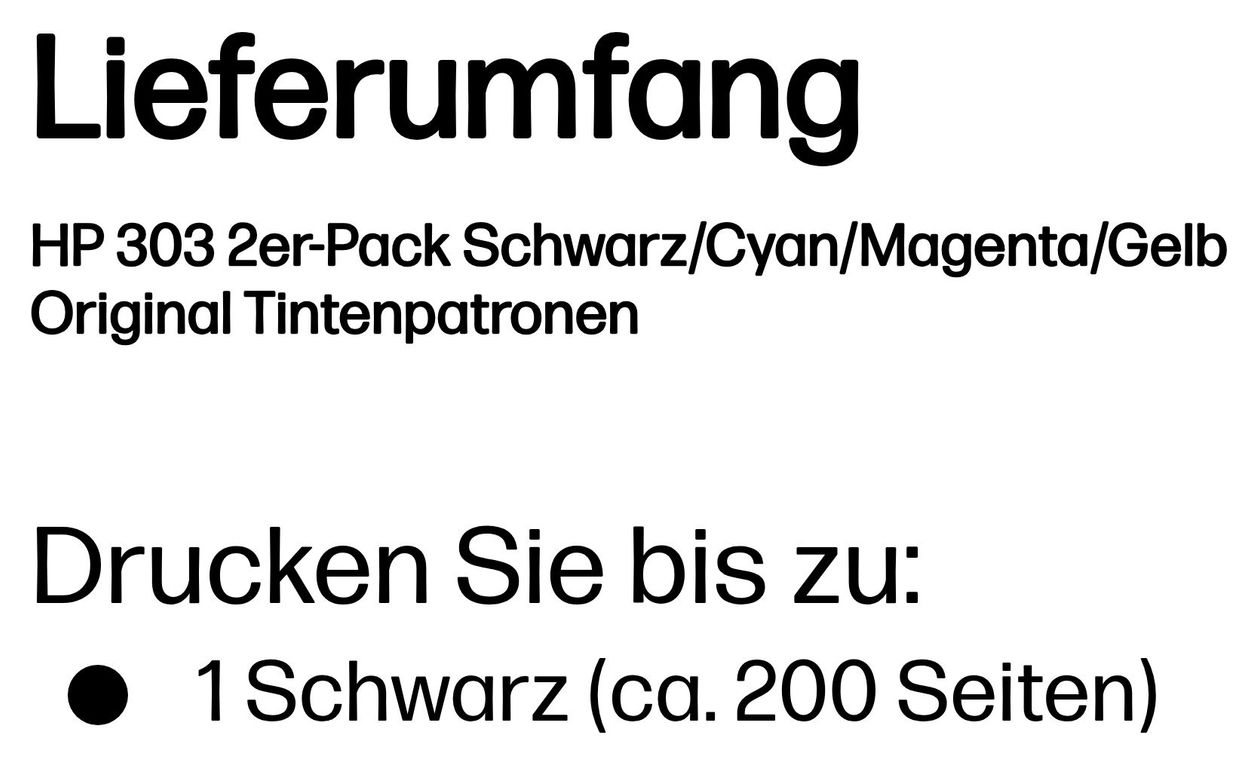 Nr.303 Druckerpatronen Schwarz, Cyan, Magenta, Gelb 4 ml 200 Seiten 