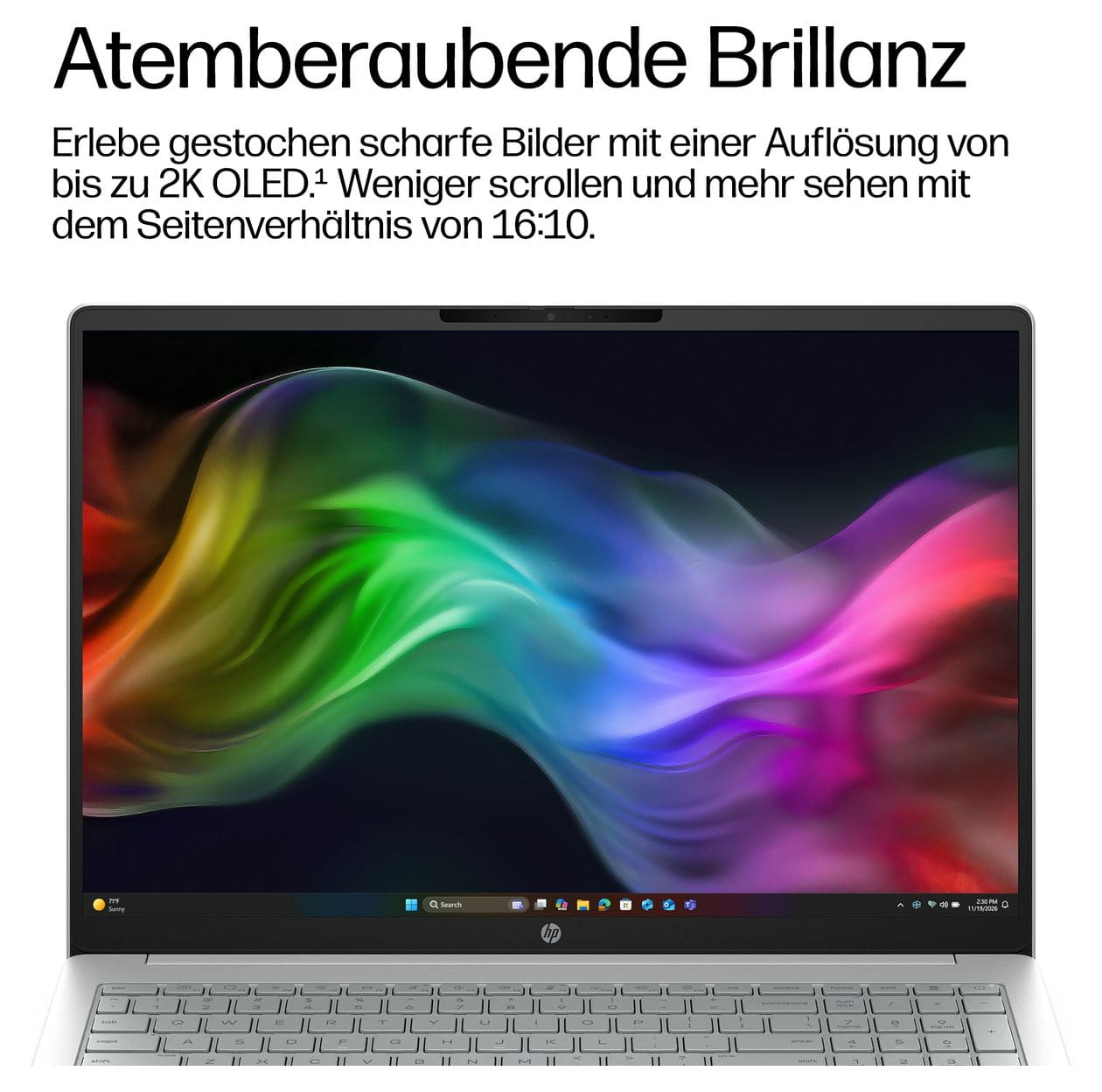 OmniBook 3 16-bz0610ng 2K Ultra HD Notebook 40,6 cm (16 Zoll) 1920 x 1200 Pixel 16 GB Ram 512 GB SSD Windows 11 Home Qualcomm Snapdragon max. 2,97 GHz  (Grau, Silber) 