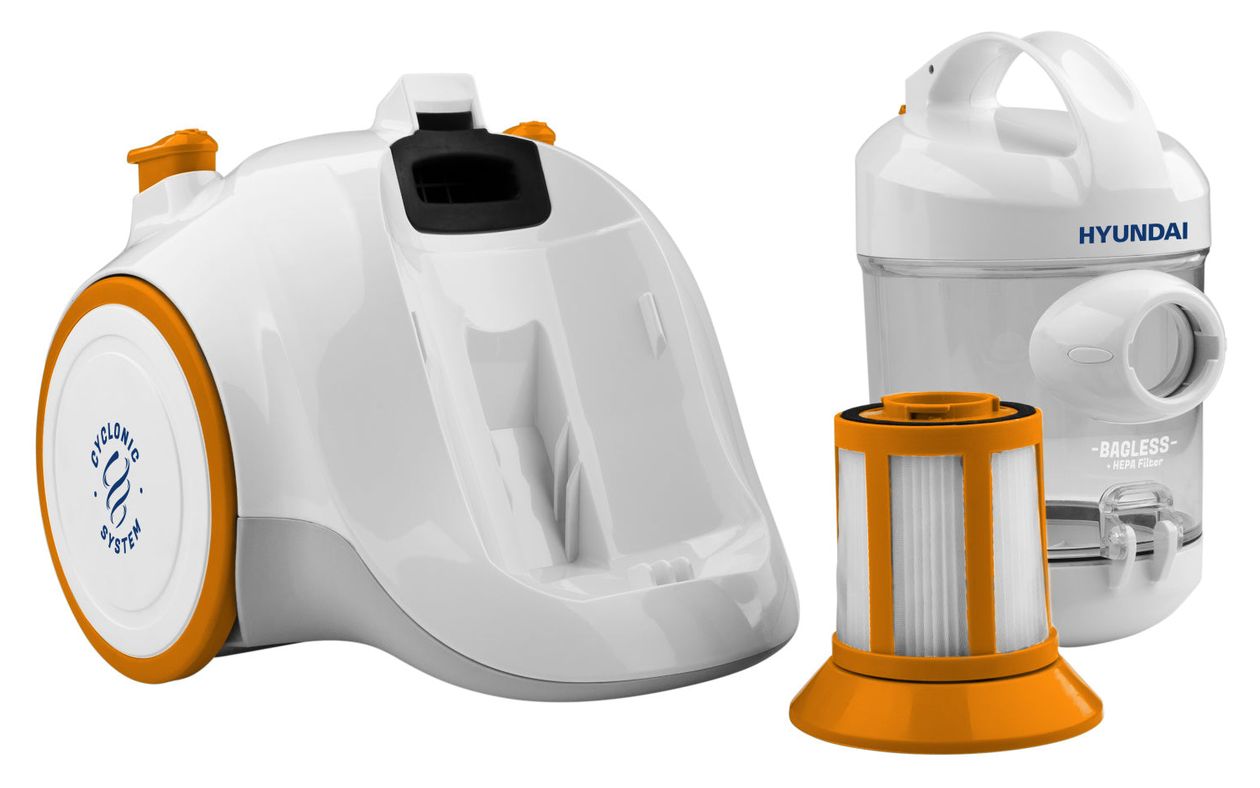 VC009 Bodenstaubsauger Beutellos 700 W HEPA  (Weiß, Orange) 