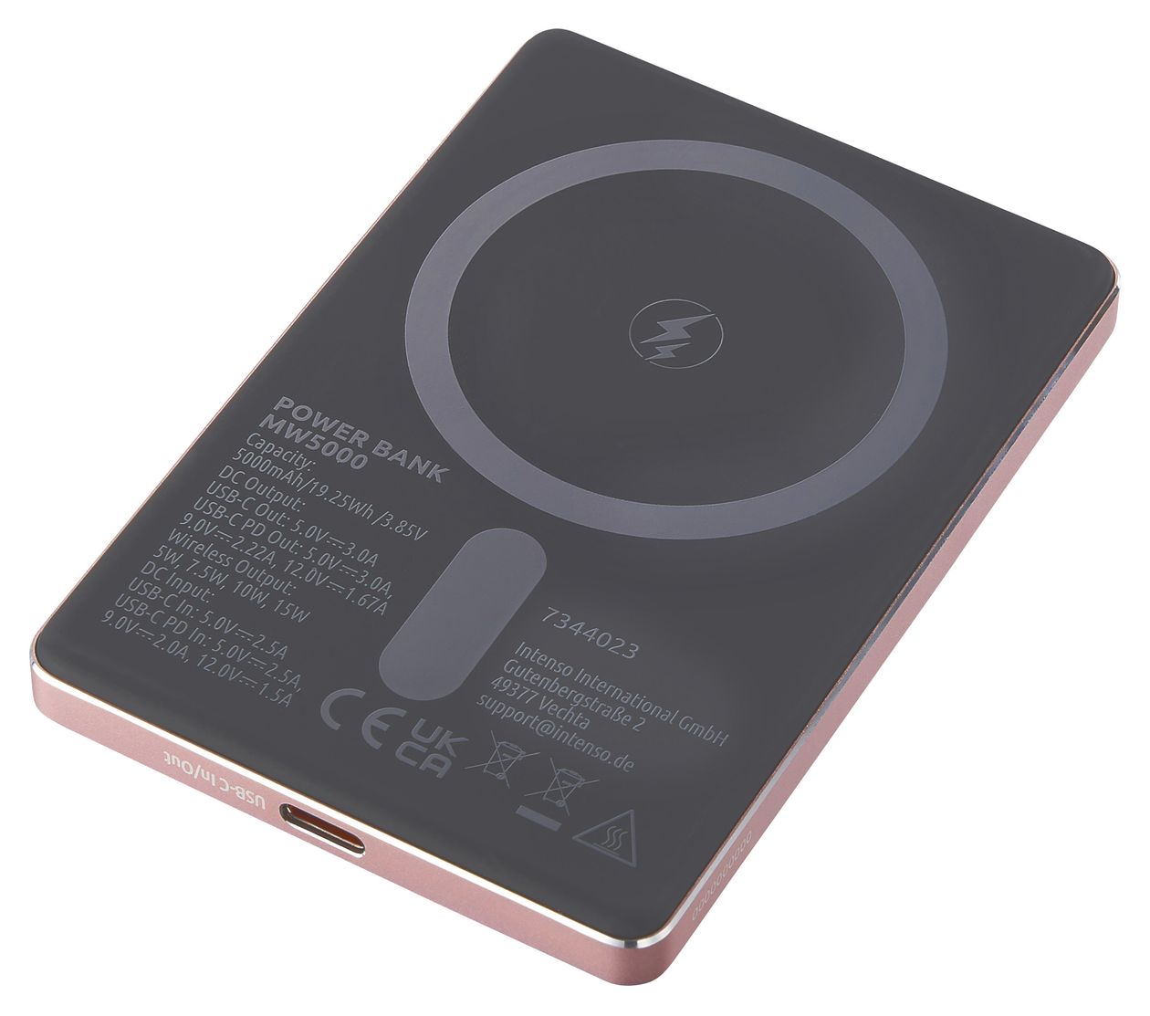MW 5000 mAh Powerbank USB Typ-C Kabelloses Laden  (Rose) 