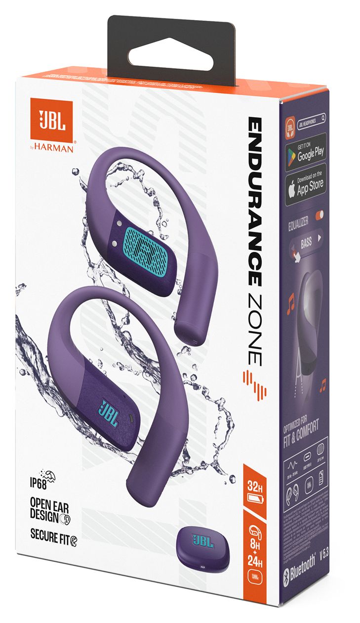Endurance Zone In-Ear Bluetooth Kopfhörer kabellos 32 h Laufzeit IP68  (Violett) 