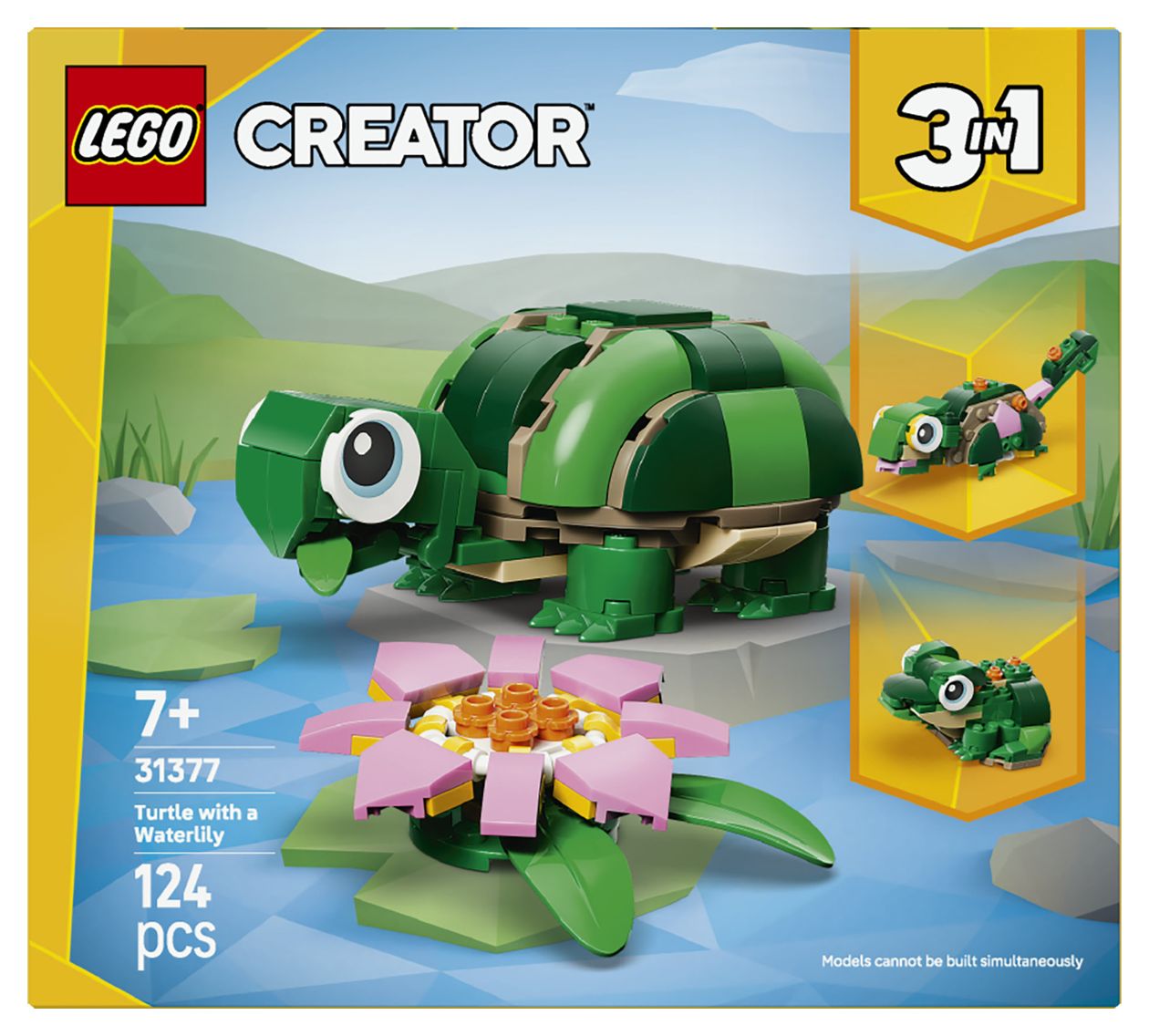 Creator 3-in-1 Schildkröte mit Seerose Bauset 124 Teile  (Mehrfarbig) 