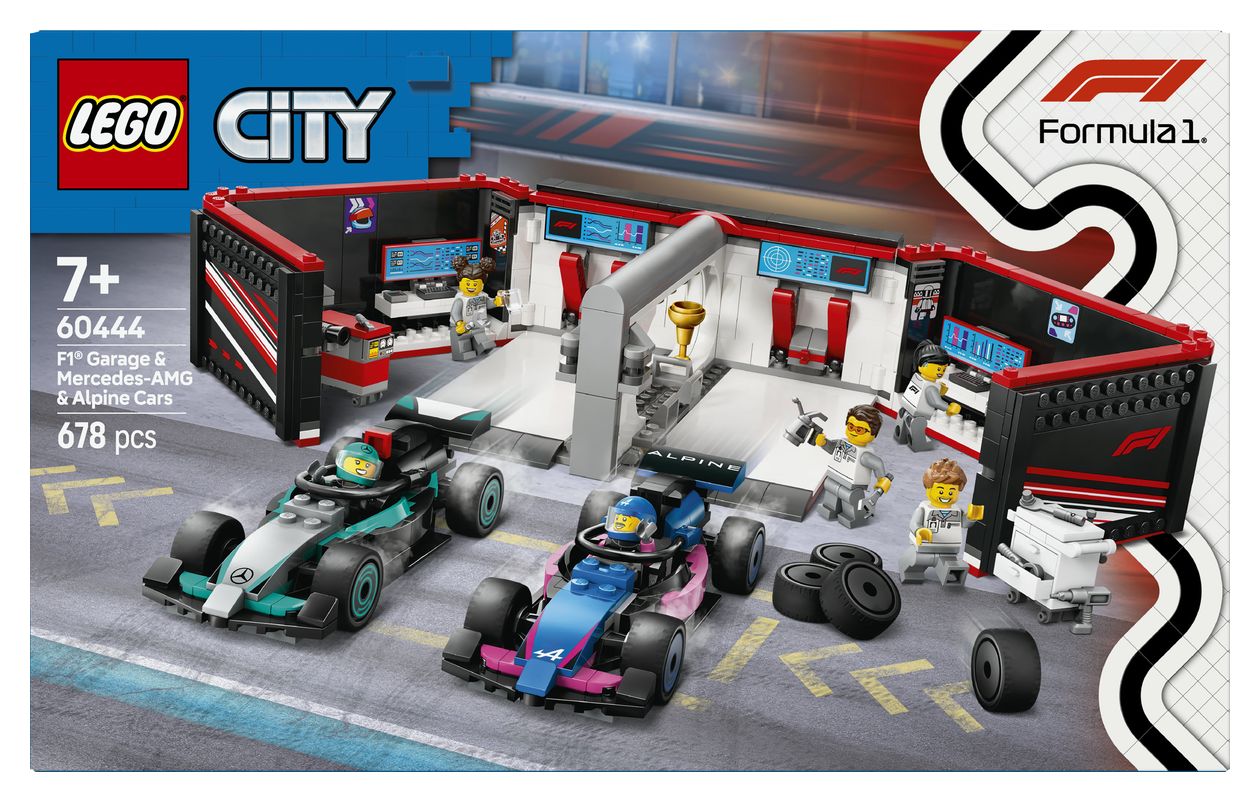 F1® Garage mit Mercedes-AMG & Alpine Rennautos 