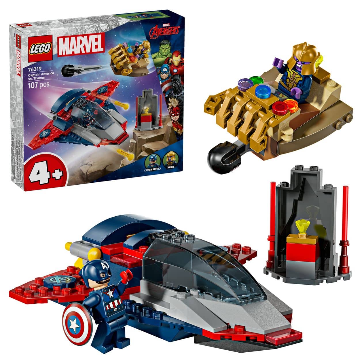 Marvel Captain America vs. Thanos Bauset 107 Teile  (Mehrfarbig) 