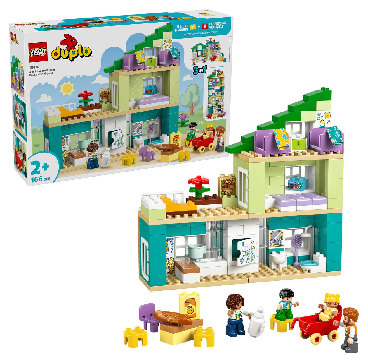 Modernes Familienhaus mit Figuren – 3-in-1-Set 