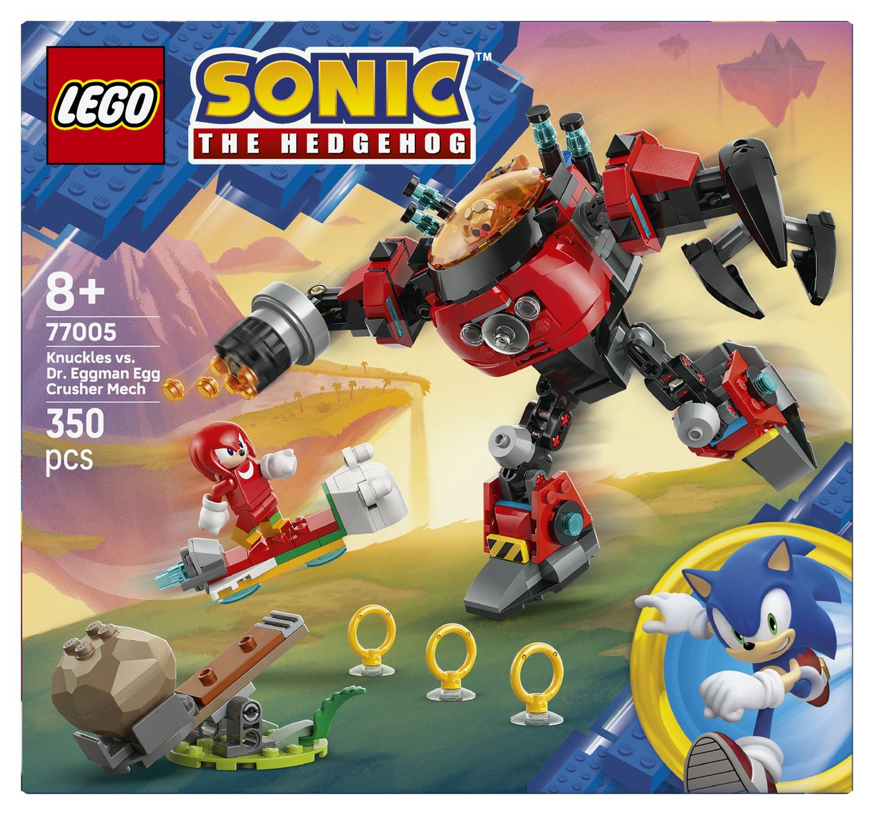 Sonic the Hedgehog Knuckles vs. Dr. Eggmans Egg Crusher Mech Bauset 350 Teile  (Mehrfarbig) 