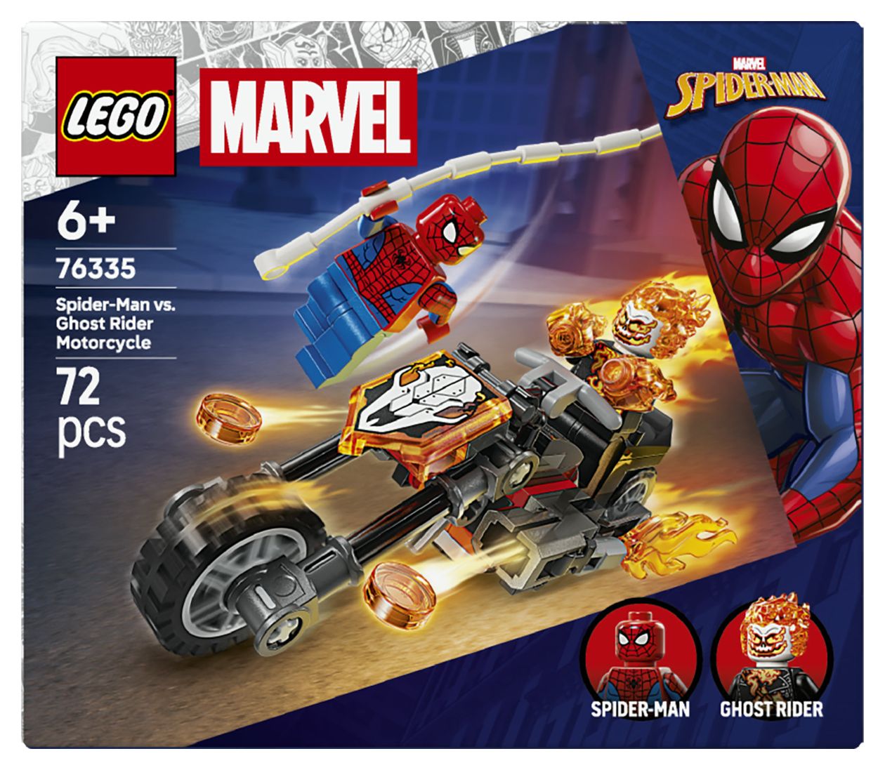 Spider-Man vs. Ghost Rider auf seinem Motorrad 