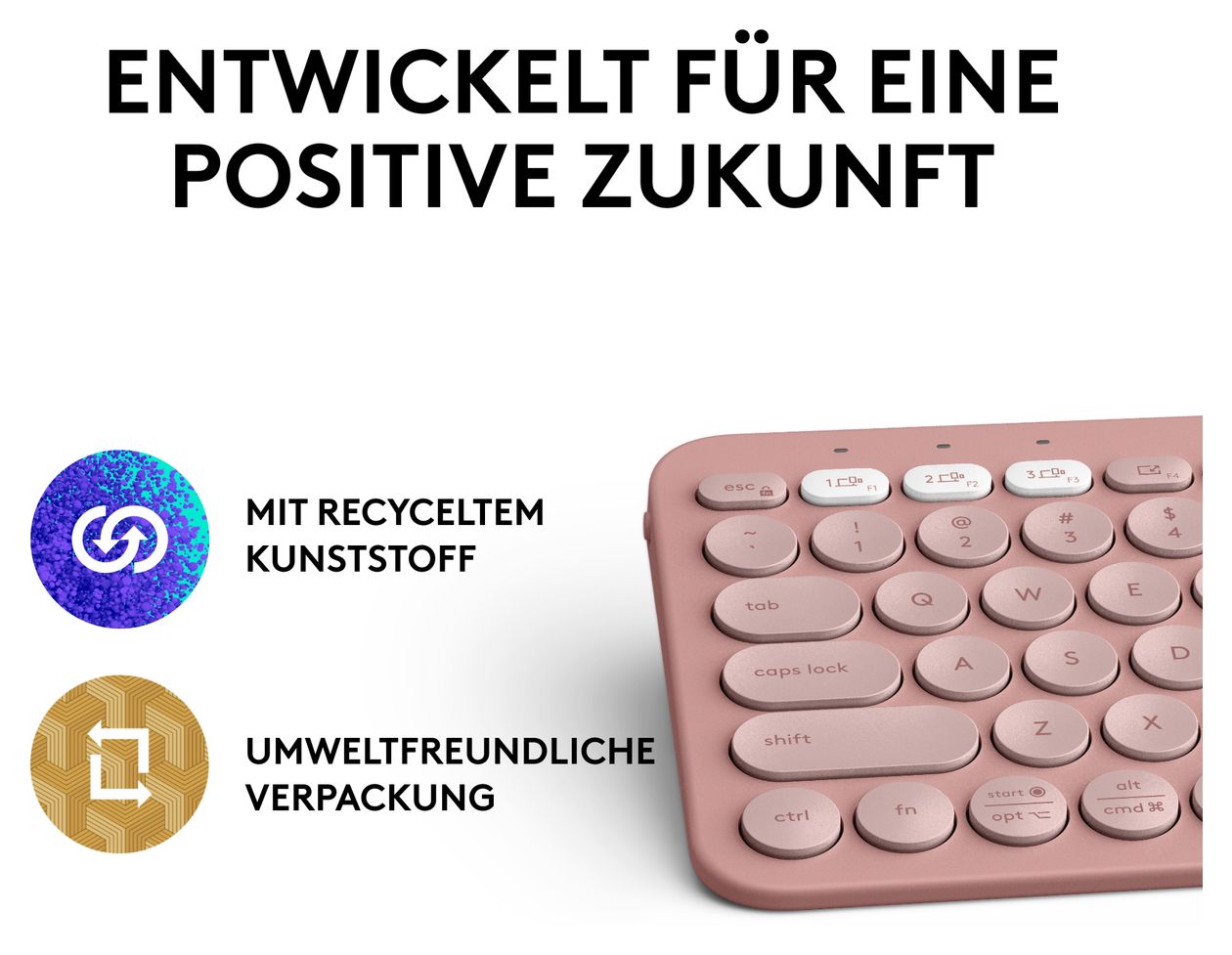 Pebble Keys 2 K380s Universal Tastatur Bluetooth  (Rose) 