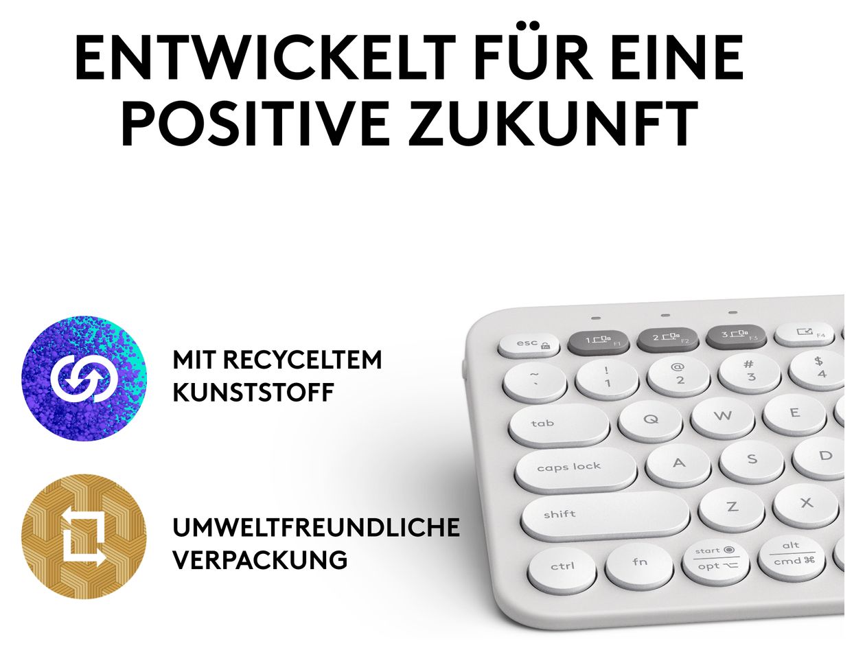 Pebble Keys 2 K380s Universal Tastatur Bluetooth  (Weiß) 