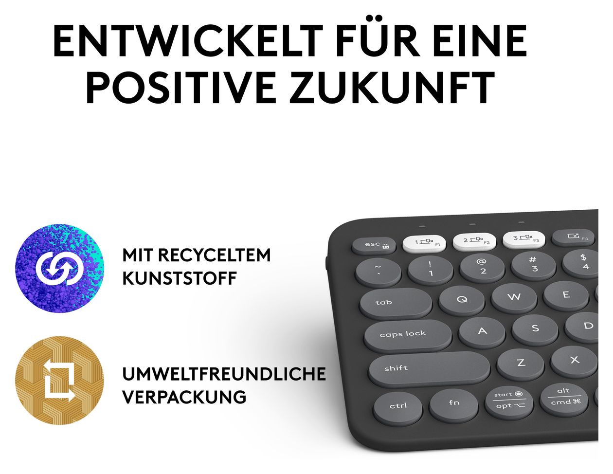 Pebble Keys 2 K380s Universal Tastatur Bluetooth  (Graphit) 