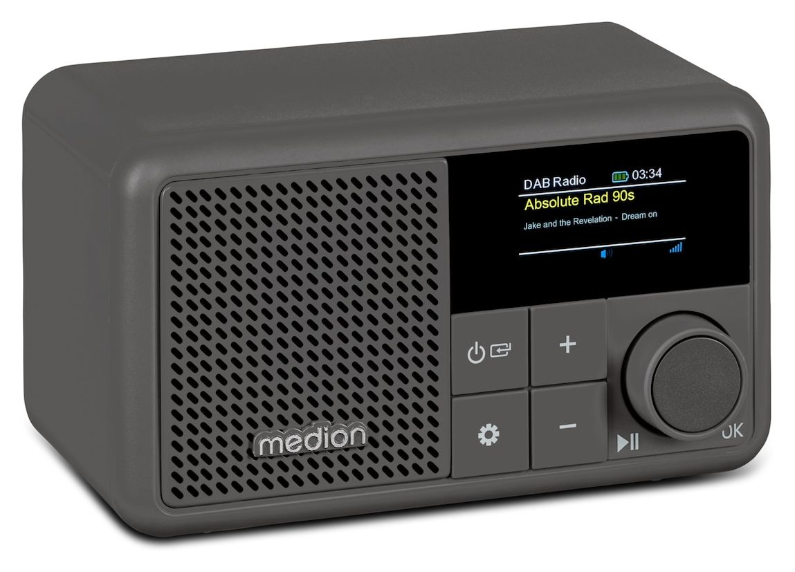 Life S66822 Bluetooth DAB+, UKW Radio Tragbar IPX1  (Grau) 