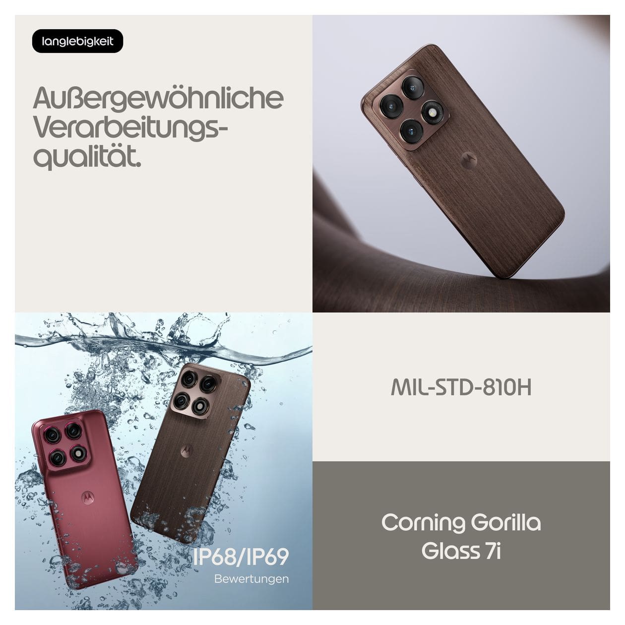 Edge 70 Pro 256 GB 5G Smartphone 17,2 cm (6.78") Android 50 MP Dreifach Kamera Dual Sim WiFi 6E (PANTONE Chicory Coffee) 