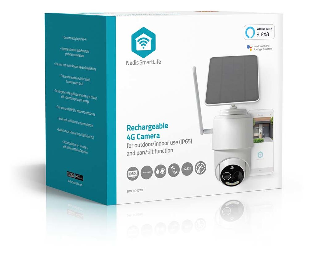 SmartLife SIMCBO50WT 1920 x 1080 Pixel IP-Sicherheitskamera IP65 4G Außen Nachtsicht  (Weiß) 