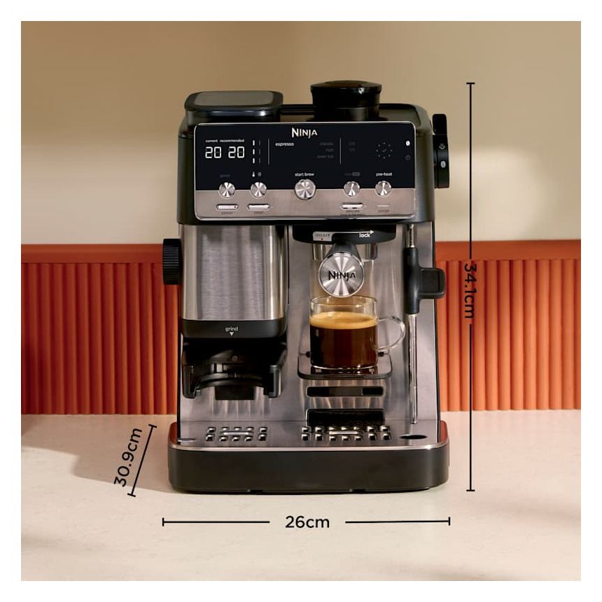 ES301EU Luxe Café Mini Siebträger Kaffeemaschine 1650 W  (Schwarz) 