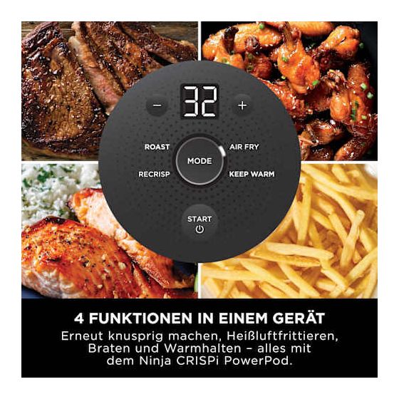 FN101EU Crispi Heißluftfritteuse 3,8 l 1700 W (Blau, Grau, Transparent) 