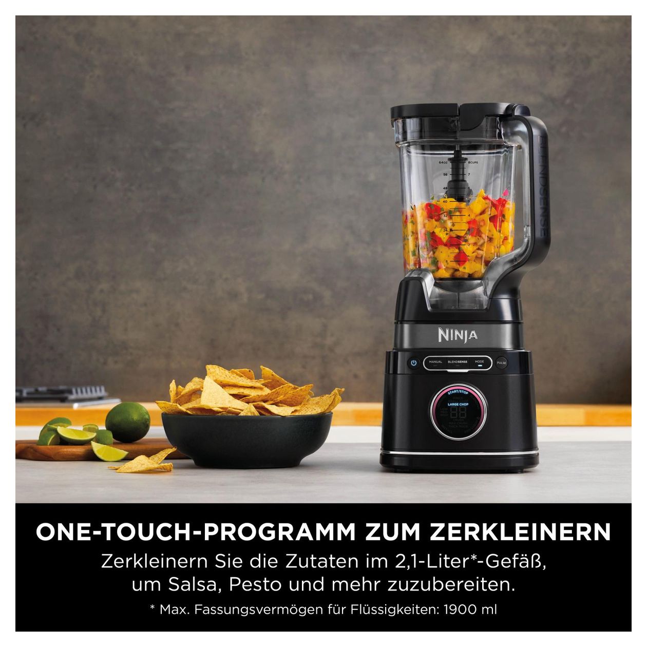 TB301EU Detect Power Mixer Pro 2,1 l Standmixer 10 Geschwindigkeiten 1200 W  (Schwarz) 