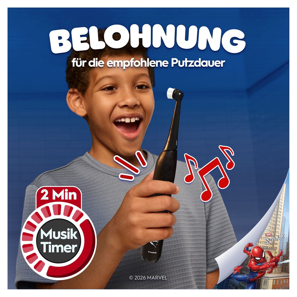 iO Kids 6+ Spiderman Rotierende Zahnbürste für Kinder  (Schwarz) 