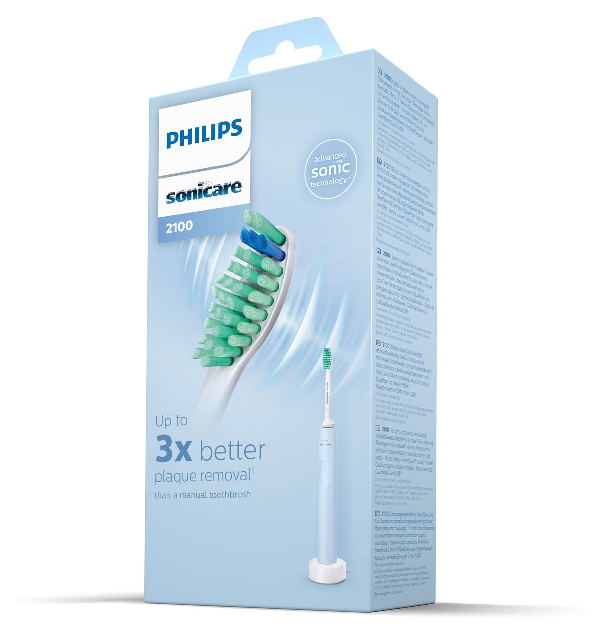 HX3651/12 Sonicare 2100 Series Schall-Zahnbürste für Erwachsene  (Blau, Weiß) 