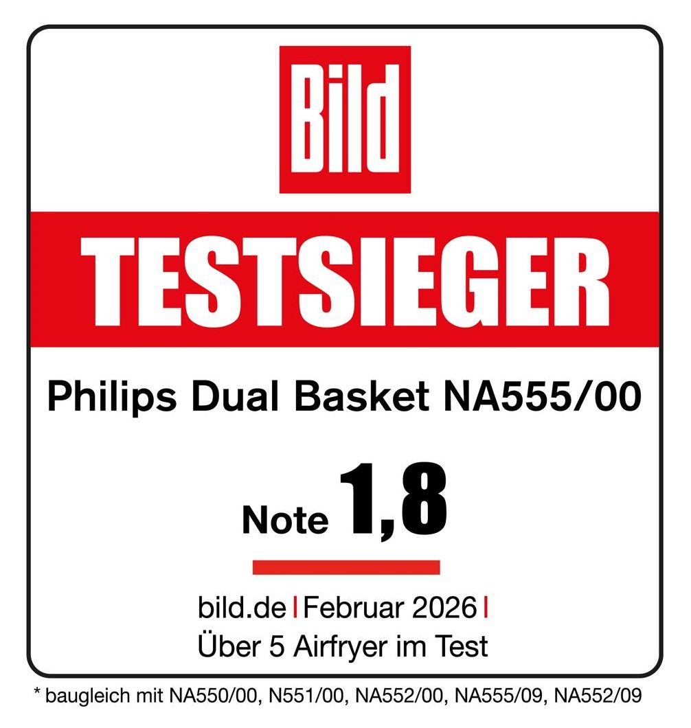 Series 5000 NA551/00 Doppel Heißluftfritteuse 9 l 2750 W  (Schwarz, Silber) 