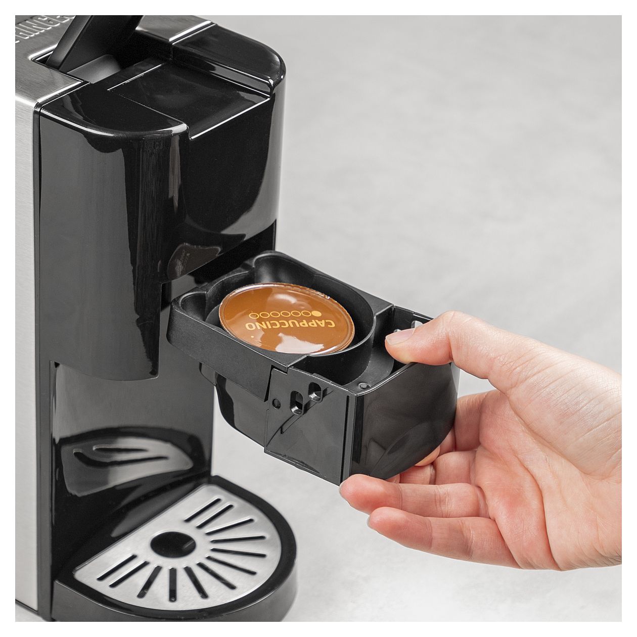 249450 Kaffeekapsel, Kaffeepad, Gemahlener Kaffee Maschine  (Schwarz, Edelstahl) 