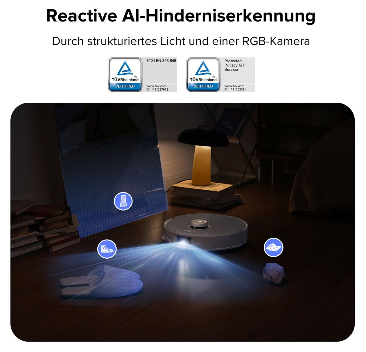 Qrevo Curv 5A1 Saugroboter nass/trocken 190 min Akku  (Schwarz, Weiß) 