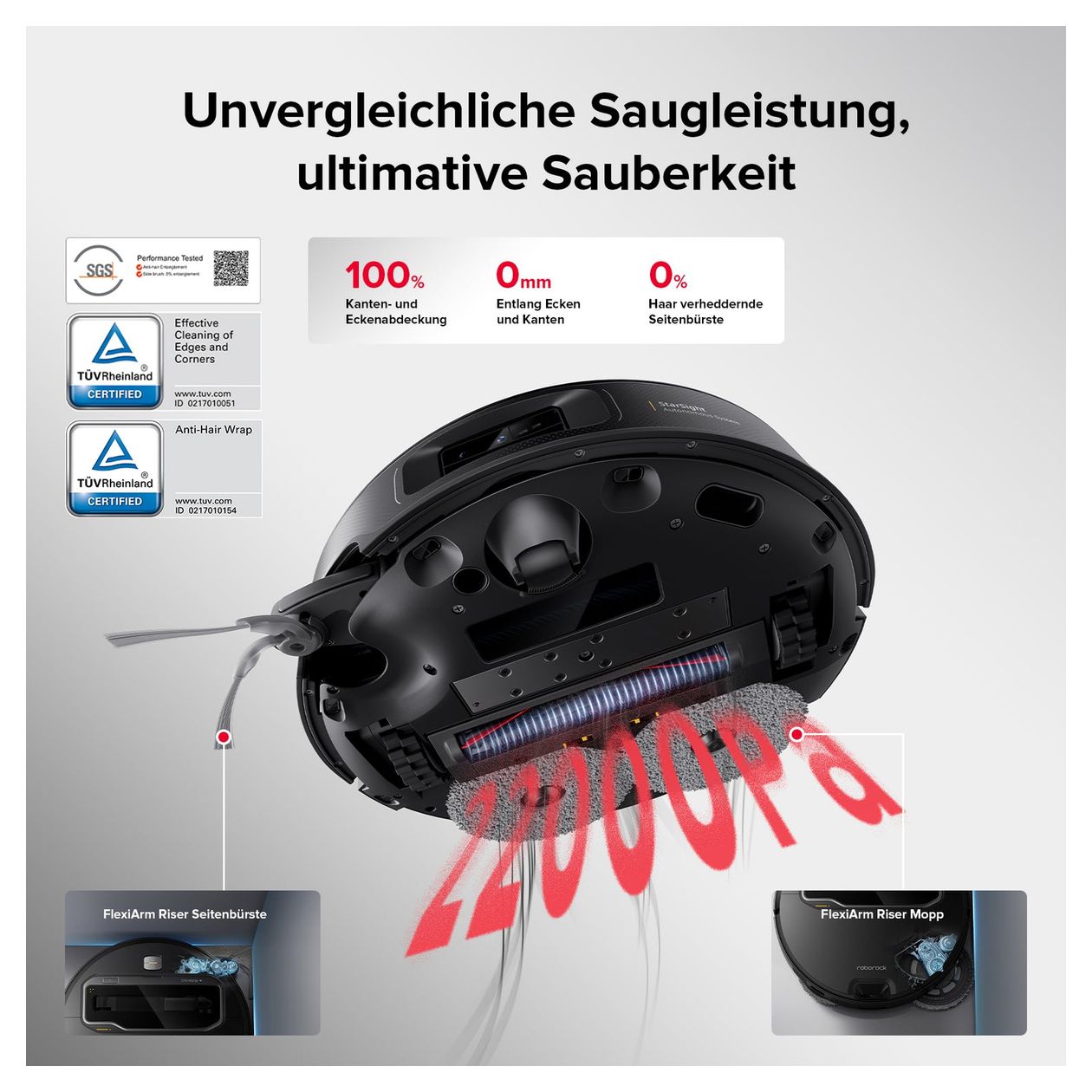 Saros Z70 Saugroboter nass/trocken 180 min Akku 22000 Pascal Leistung  (Schwarz) 