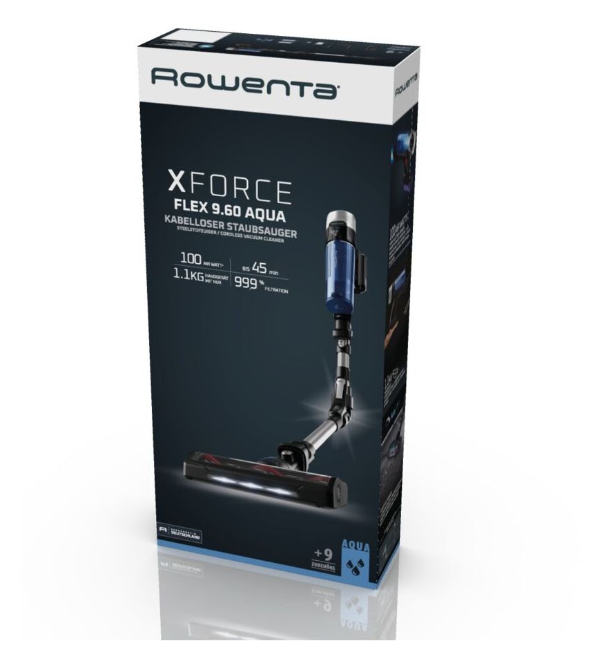 RH20C0 X-Force Flex 9.60 Handstaubsauger Beutellos bis 60 min Laufzeit 18 V  (Silber, Blau) 