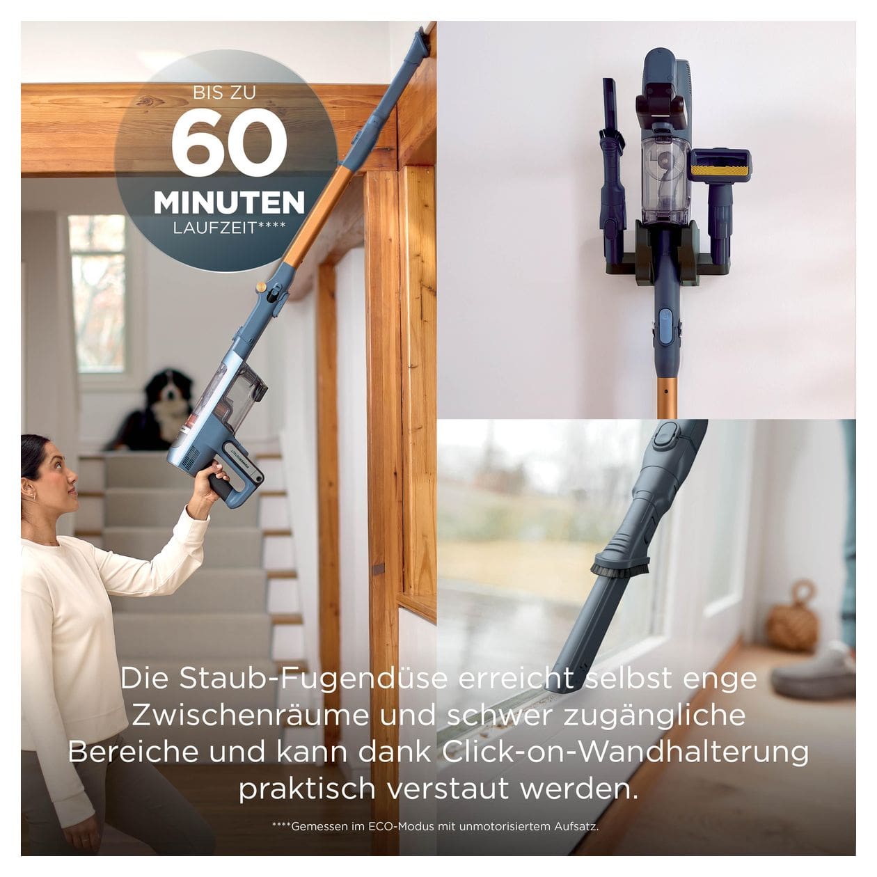 IA1244EU Handstaubsauger Beutellos bis 60 min Laufzeit HEPA  (Blau) 