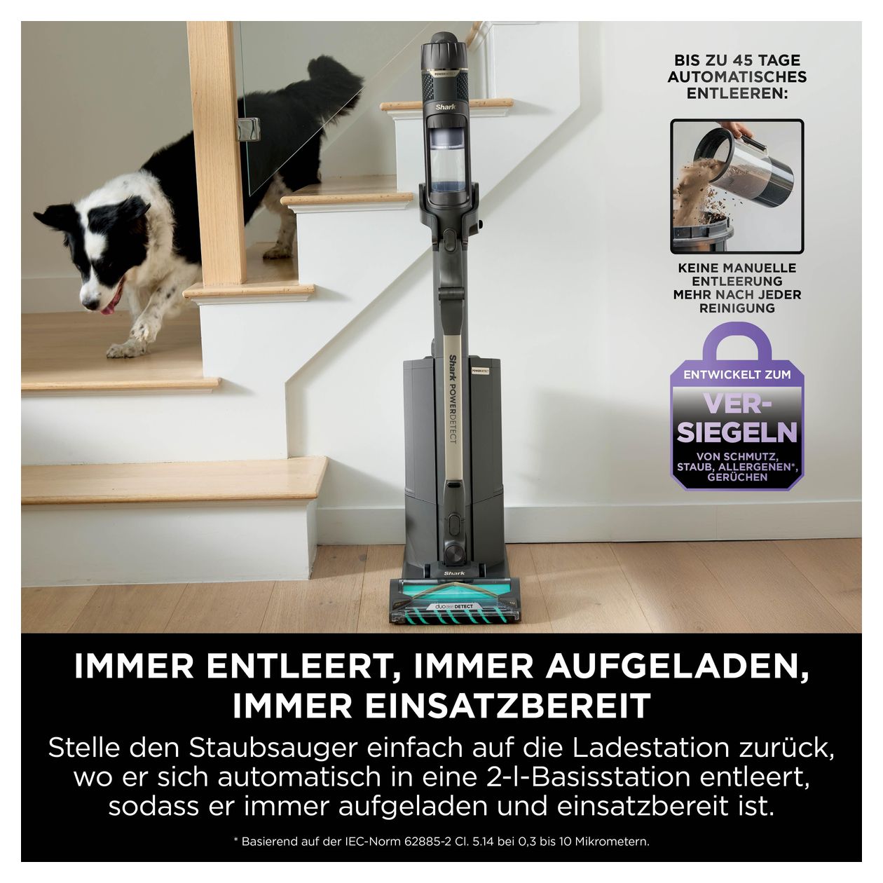 IP3256EUT PowerDetect Clean & Empty Handstaubsauger Beutellos bis 70 min Laufzeit Allergie-Filter  (Braun) 