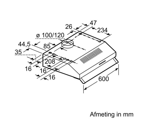 iQ100 LU63LCC20 Abluft/Umluft Dunstabzugshaube/Esse Unterbau 60 cm (Weiß) 