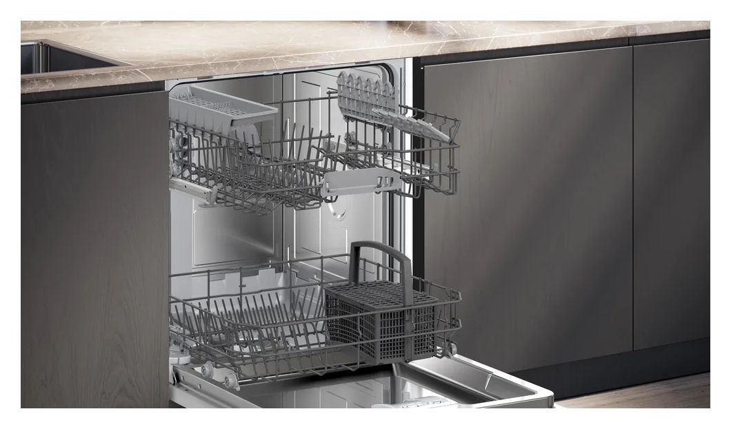 iQ100 SX61IX14TE 60 cm Geschirrspüler vollintegriert (ohne Front) Leise 13 Maßgedecke aquaStop Funktion 