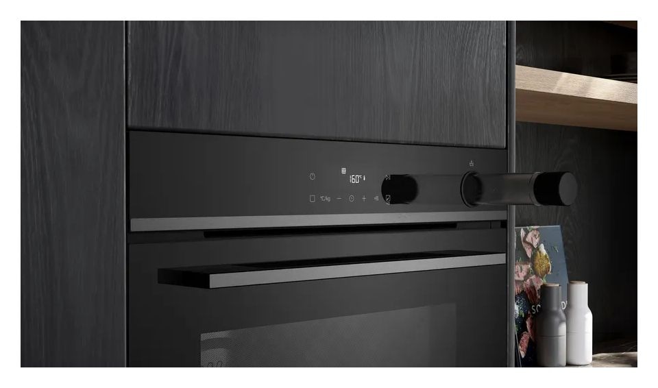 iQ300 HR472G0B3 Einbaubackofen groß Dampfgaren AutoClean (Edelstahl, Schwarz) 