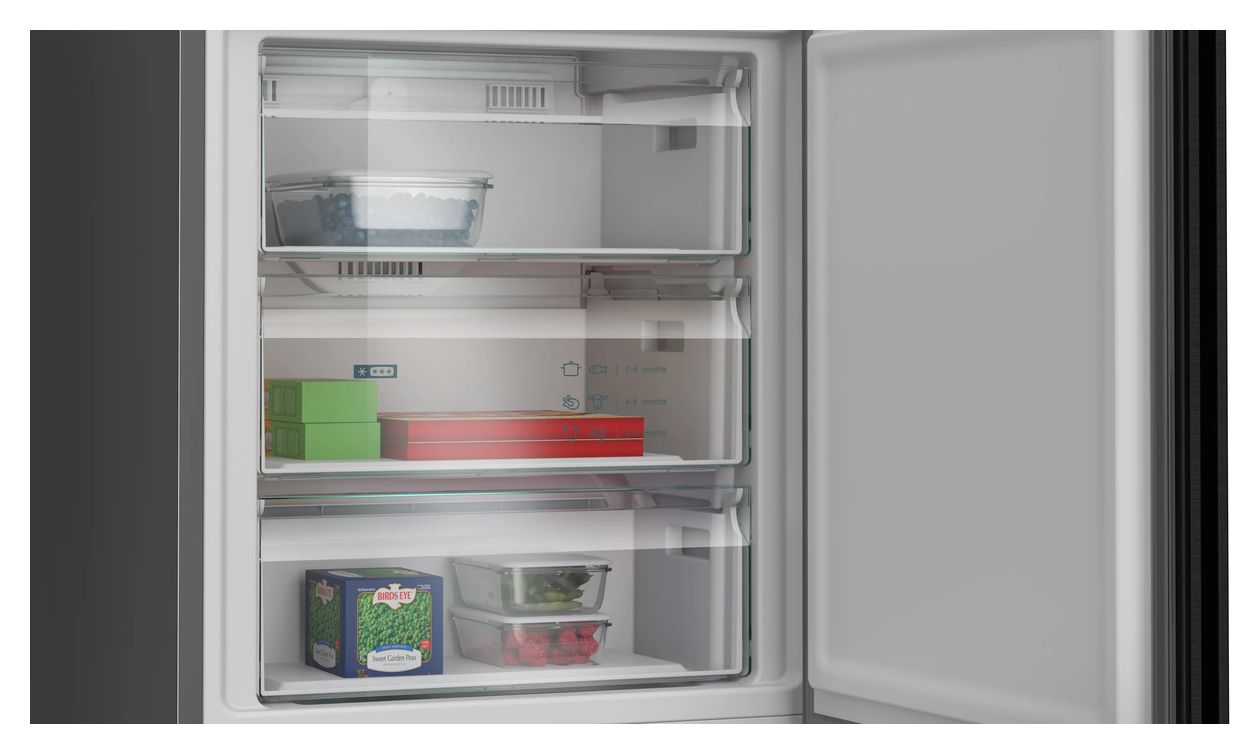iQ300 KG49NVXCG 311 l / 129 l Kühl-Gefrierkombi freistehend NoFrost 178 kWh Jahr  (Schwarz, Stahl) 