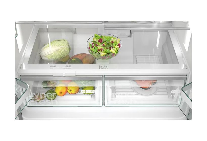 iQ500 KF96DAXEA Side-by-Side Kühl-/ Gefrierkombination 375 l / 199 l 327 kWh NoFrost 1830 mm x 905 mm  (Schwarz, Edelstahl) 