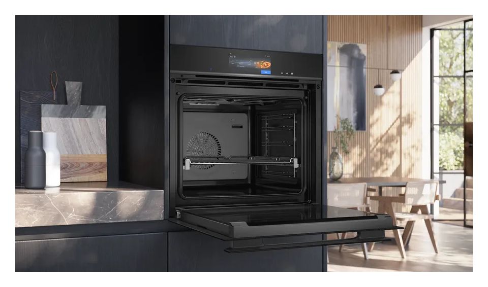 iQ700 HS938GEB1 Einbaubackofen groß Dampfgaren AutoClean (Edelstahl, Schwarz) 