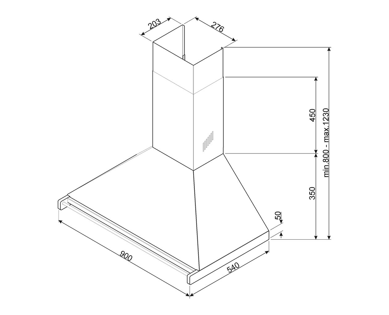 KD90HXE Abluft/Umluft Dunstabzugshaube/Esse Wand 90 cm (Edelstahl) 