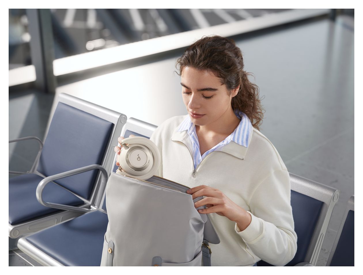 Space One Pro Ohraufliegender Bluetooth Kopfhörer kabellos  (Weiß) 